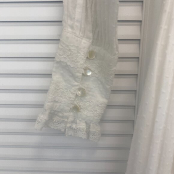 Vintage Laura Ashley 80s White Dotted Swiss Wedding Dress Western Prairie Style - Picture 6 of 6